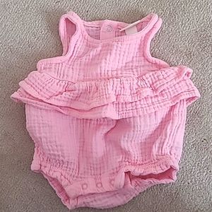 Baby Cat & Jack Newborn Pink ruffled sleeveless romper